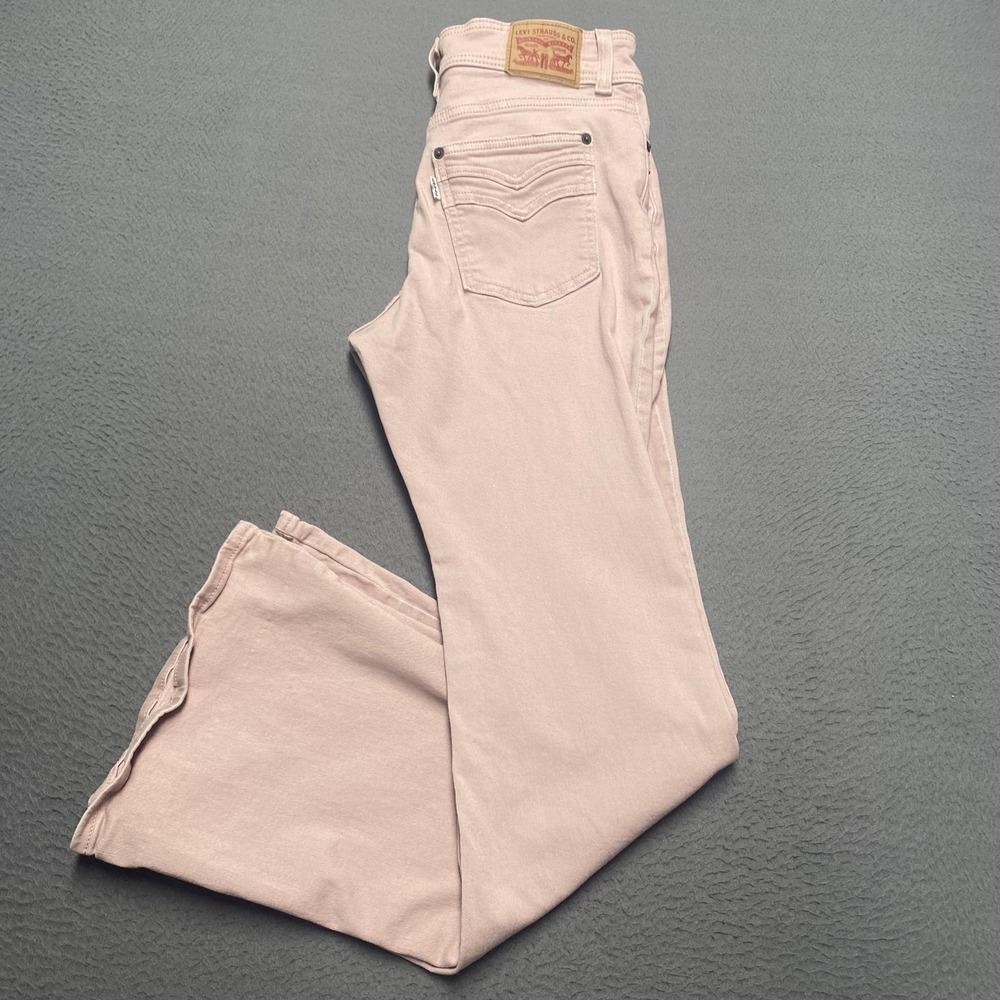 Levis 726 High Rise Flare Jeans Womens 30 Pink Light Wash Stretch Denim Pants